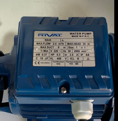 پمپ آب نیم اسب رایوال مدل NX45 (سیم پیچ 100%مس - شفت استیل - پروانه برنجی) یکسال گارانتی خدمات شرکتی